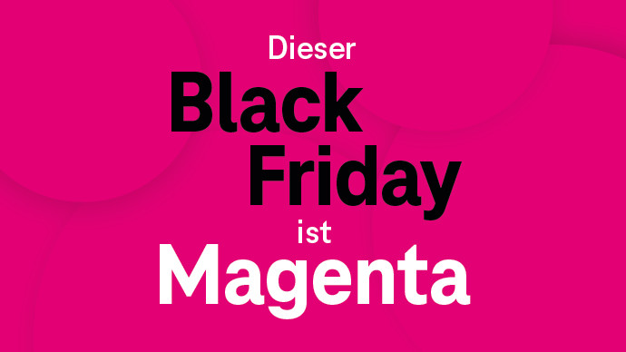 Magenta-farbener Hintergrund; Text: Dieser Black Friday ist Magenta